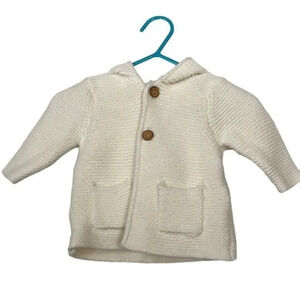 New Zara Unisex Cream Hooded‎ Baby Sweater
